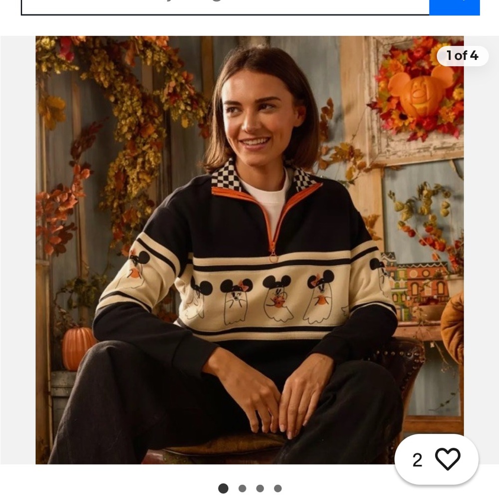 Her Universe Mickey and Minnie ghost 1/4 zip pullover